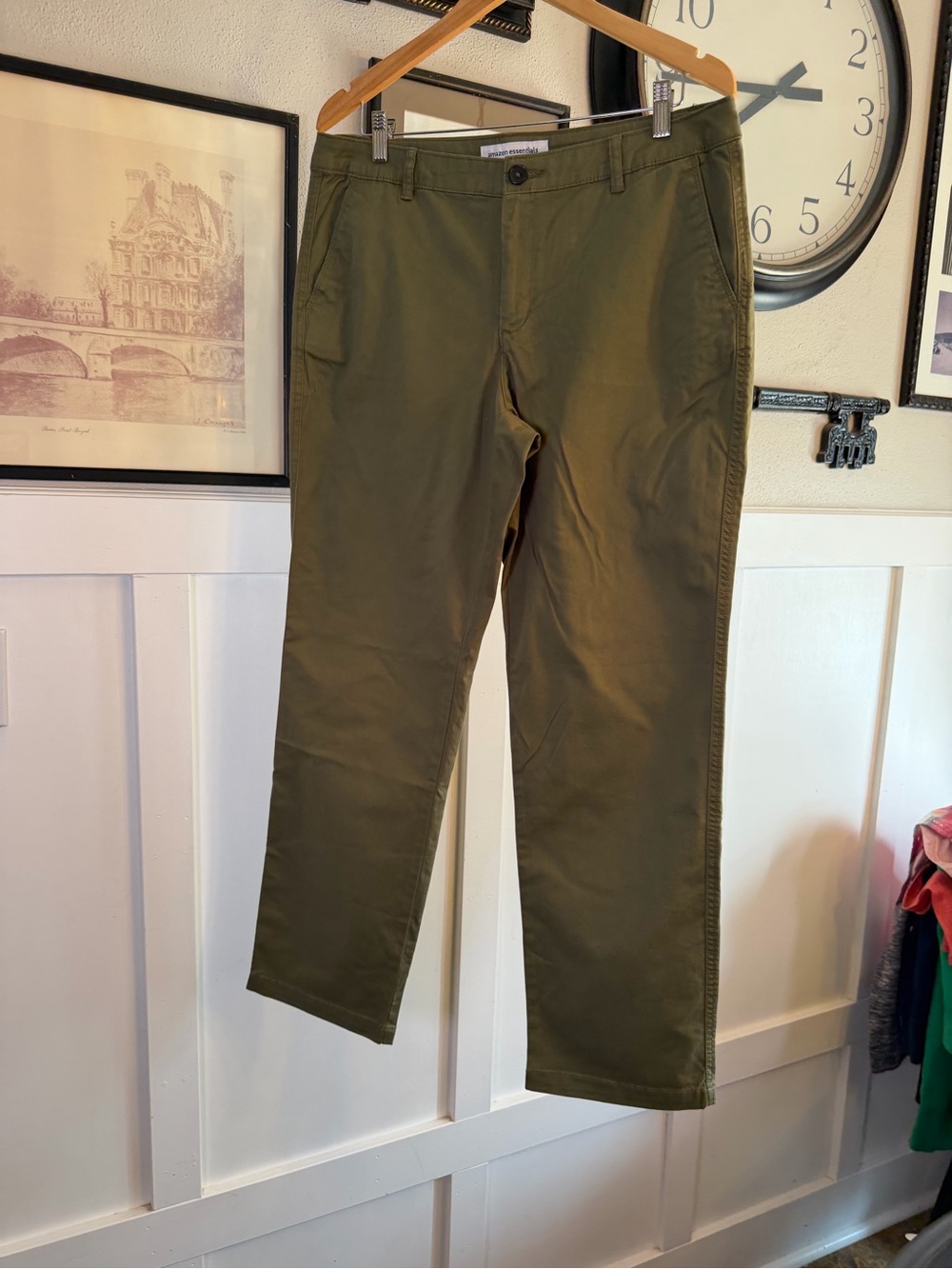Amazon Essential Olive Green Slim Fit Chinos Sz 14 k473